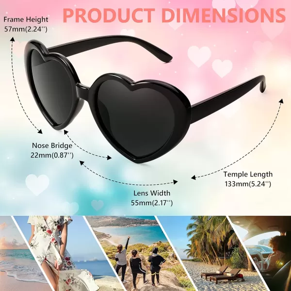 FEISEDY Polarized Heart Shaped Sunglasses Oversized Vintage Fashion Love Eyeglasses for Women UV400 B2337Black Frame  Grey Lens