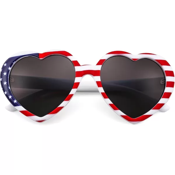 FEISEDY Polarized Heart Shaped Sunglasses Oversized Vintage Fashion Love Eyeglasses for Women UV400 B2337Flag