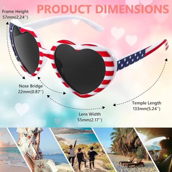 FEISEDY Polarized Heart Shaped Sunglasses Oversized Vintage Fashion Love Eyeglasses for Women UV400 B2337Flag