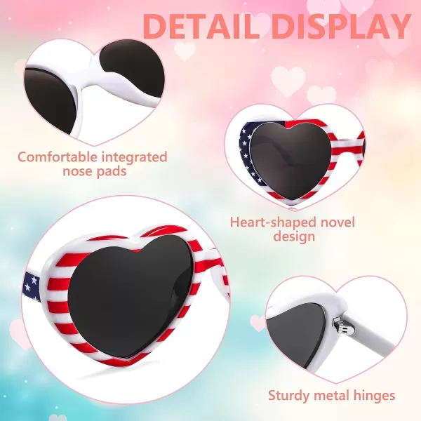 FEISEDY Polarized Heart Shaped Sunglasses Oversized Vintage Fashion Love Eyeglasses for Women UV400 B2337Flag