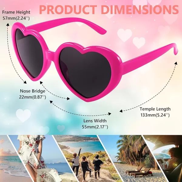 FEISEDY Polarized Heart Shaped Sunglasses Oversized Vintage Fashion Love Eyeglasses for Women UV400 B2337Hot Pink