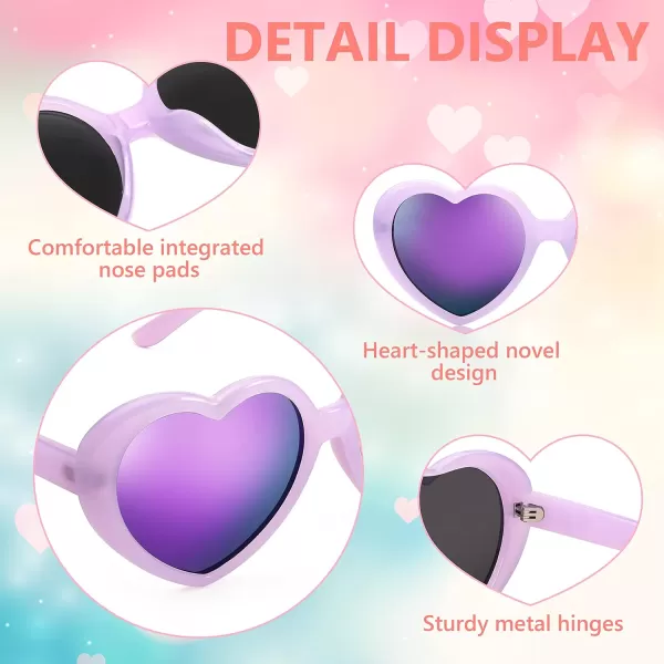 FEISEDY Polarized Heart Shaped Sunglasses Oversized Vintage Fashion Love Eyeglasses for Women UV400 B2337Purple Frame  Mirror Purple Lens