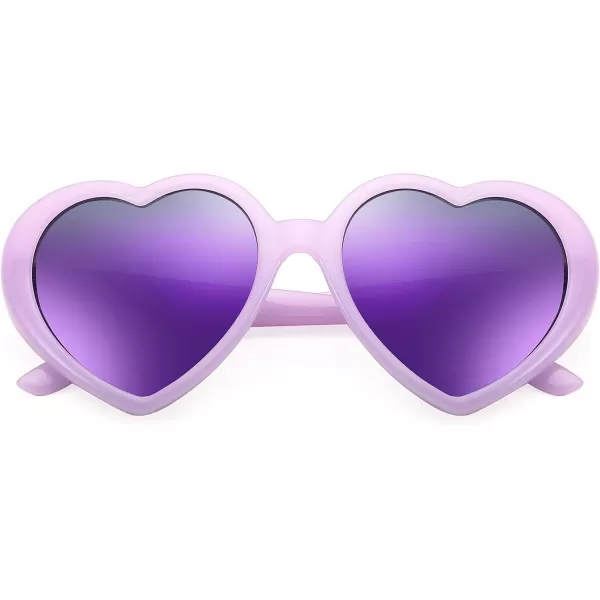 FEISEDY Polarized Heart Shaped Sunglasses Oversized Vintage Fashion Love Eyeglasses for Women UV400 B2337Purple Frame  Mirror Purple Lens