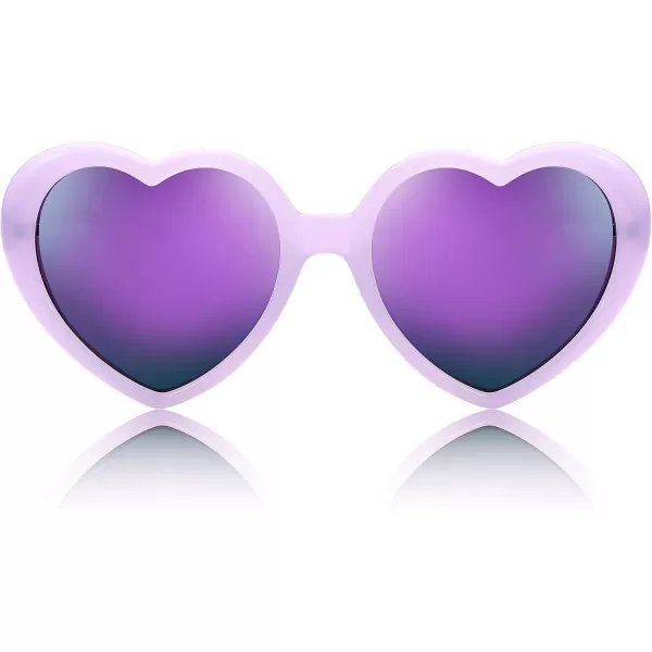 FEISEDY Polarized Heart Shaped Sunglasses Oversized Vintage Fashion Love Eyeglasses for Women UV400 B2337Purple Frame  Mirror Purple Lens