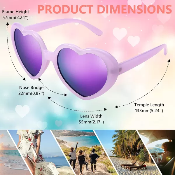 FEISEDY Polarized Heart Shaped Sunglasses Oversized Vintage Fashion Love Eyeglasses for Women UV400 B2337Purple Frame  Mirror Purple Lens