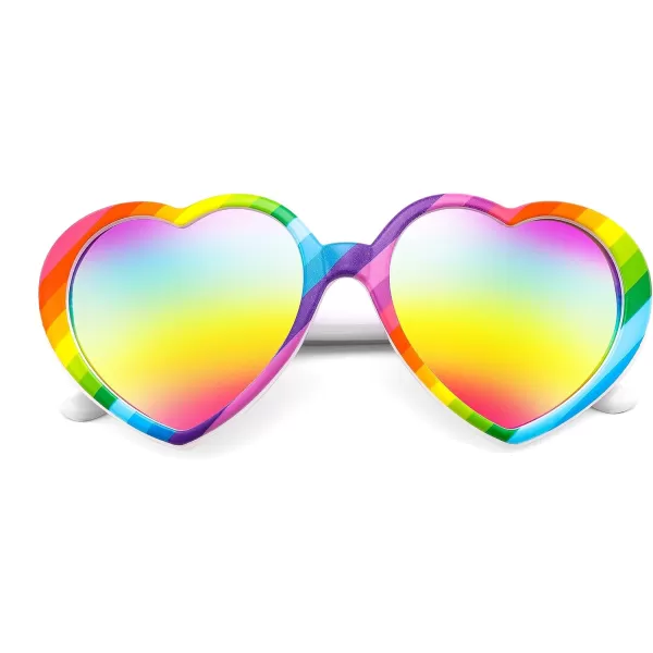 FEISEDY Polarized Heart Shaped Sunglasses Oversized Vintage Fashion Love Eyeglasses for Women UV400 B2337Rainbow1