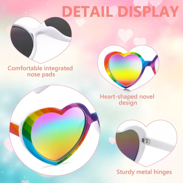 FEISEDY Polarized Heart Shaped Sunglasses Oversized Vintage Fashion Love Eyeglasses for Women UV400 B2337Rainbow1