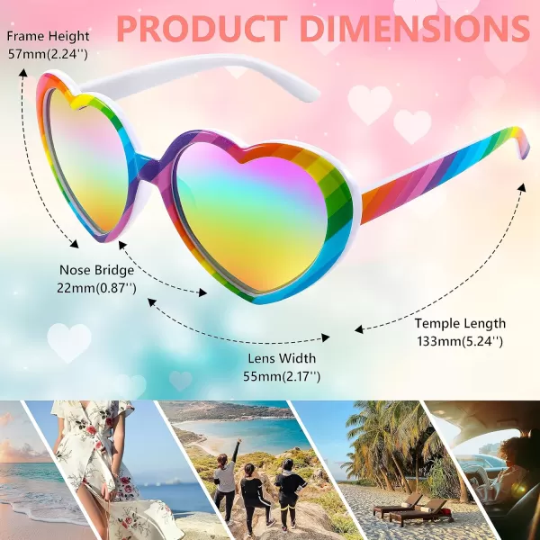 FEISEDY Polarized Heart Shaped Sunglasses Oversized Vintage Fashion Love Eyeglasses for Women UV400 B2337Rainbow1