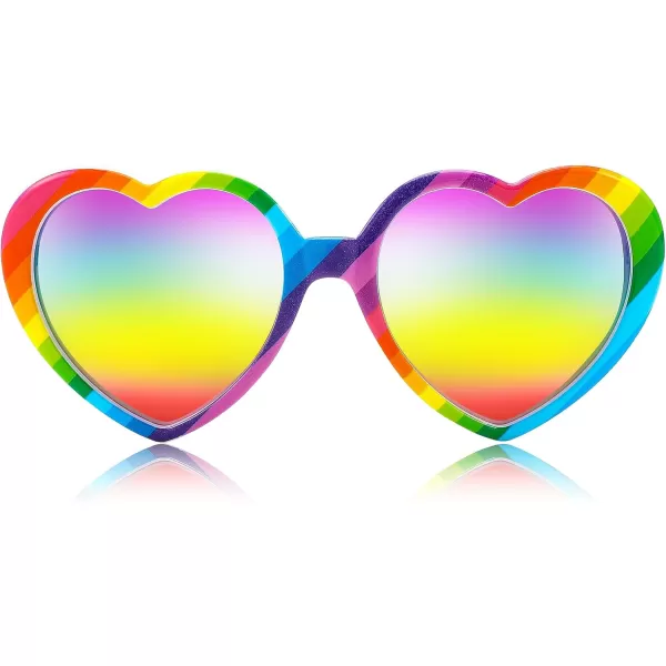 FEISEDY Polarized Heart Shaped Sunglasses Oversized Vintage Fashion Love Eyeglasses for Women UV400 B2337Rainbow1