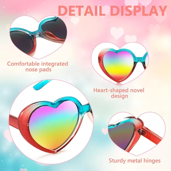 FEISEDY Polarized Heart Shaped Sunglasses Oversized Vintage Fashion Love Eyeglasses for Women UV400 B2337Rainbow2
