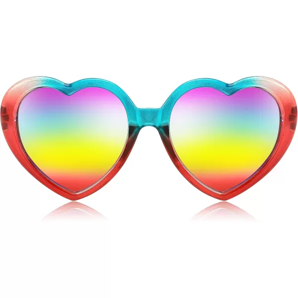 FEISEDY Polarized Heart Shaped Sunglasses Oversized Vintage Fashion Love Eyeglasses for Women UV400 B2337Rainbow2