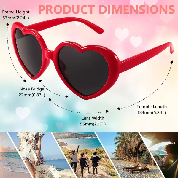FEISEDY Polarized Heart Shaped Sunglasses Oversized Vintage Fashion Love Eyeglasses for Women UV400 B2337Red