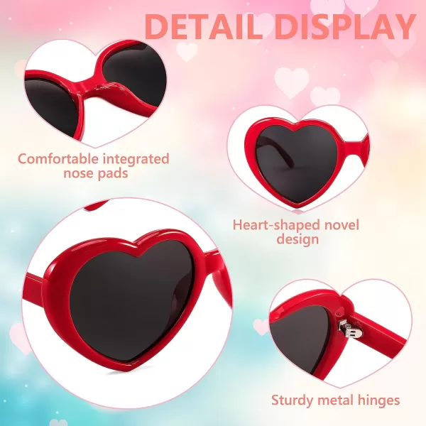 FEISEDY Polarized Heart Shaped Sunglasses Oversized Vintage Fashion Love Eyeglasses for Women UV400 B2337Red