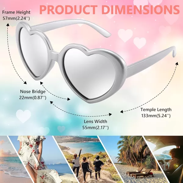 FEISEDY Polarized Heart Shaped Sunglasses Oversized Vintage Fashion Love Eyeglasses for Women UV400 B2337Silver