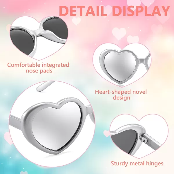 FEISEDY Polarized Heart Shaped Sunglasses Oversized Vintage Fashion Love Eyeglasses for Women UV400 B2337Silver