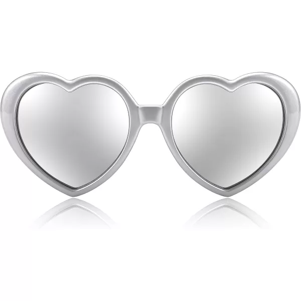 FEISEDY Polarized Heart Shaped Sunglasses Oversized Vintage Fashion Love Eyeglasses for Women UV400 B2337Silver