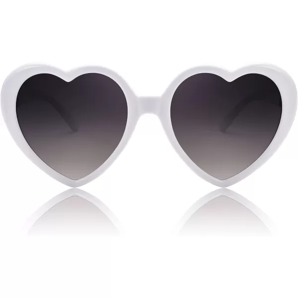 FEISEDY Polarized Heart Shaped Sunglasses Oversized Vintage Fashion Love Eyeglasses for Women UV400 B2337White Frame  Grey Lens