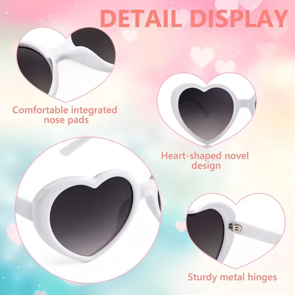 FEISEDY Polarized Heart Shaped Sunglasses Oversized Vintage Fashion Love Eyeglasses for Women UV400 B2337White Frame  Grey Lens