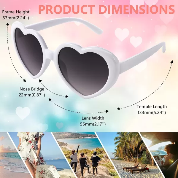 FEISEDY Polarized Heart Shaped Sunglasses Oversized Vintage Fashion Love Eyeglasses for Women UV400 B2337White Frame  Grey Lens