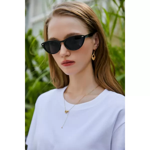 FEISEDY Retro Cat Eye Sunglasses Women Men Vintage Small Cateye UV400 Sunglasses B2617Black