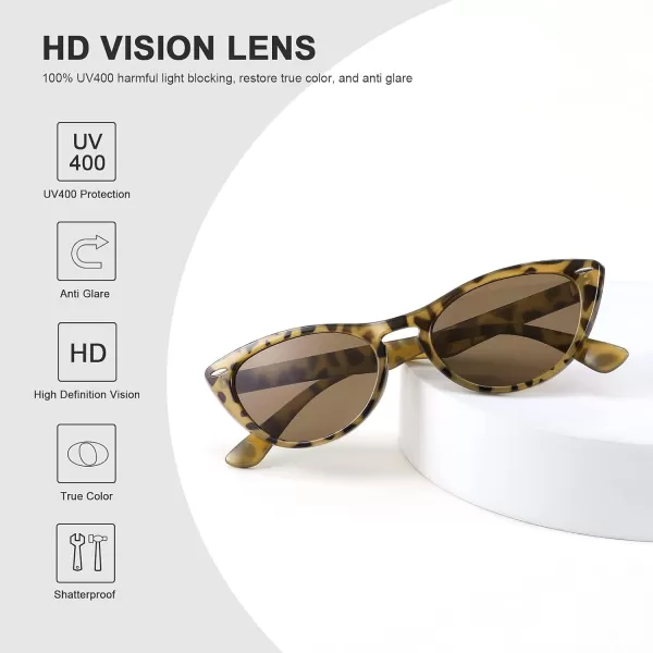FEISEDY Retro Cat Eye Sunglasses Women Men Vintage Small Cateye UV400 Sunglasses B2617Brown Leapard