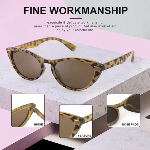 FEISEDY Retro Cat Eye Sunglasses Women Men Vintage Small Cateye UV400 Sunglasses B2617Brown Leapard