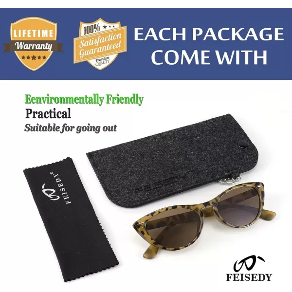 FEISEDY Retro Cat Eye Sunglasses Women Men Vintage Small Cateye UV400 Sunglasses B2617Brown Leapard