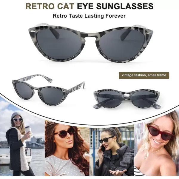 FEISEDY Retro Cat Eye Sunglasses Women Men Vintage Small Cateye UV400 Sunglasses B2617Grey Leapard