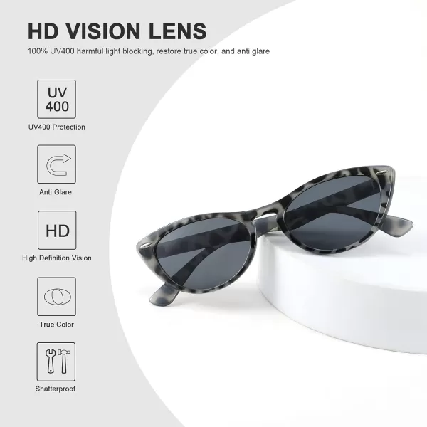 FEISEDY Retro Cat Eye Sunglasses Women Men Vintage Small Cateye UV400 Sunglasses B2617Grey Leapard