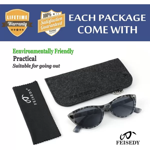 FEISEDY Retro Cat Eye Sunglasses Women Men Vintage Small Cateye UV400 Sunglasses B2617Grey Leapard
