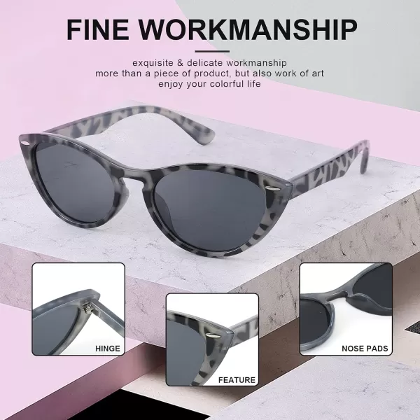 FEISEDY Retro Cat Eye Sunglasses Women Men Vintage Small Cateye UV400 Sunglasses B2617Grey Leapard
