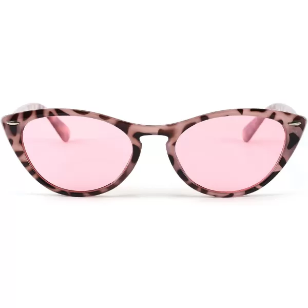 FEISEDY Retro Cat Eye Sunglasses Women Men Vintage Small Cateye UV400 Sunglasses B2617Pink Leapard