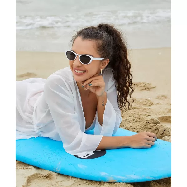 FEISEDY Retro Cat Eye Sunglasses Women Men Vintage Small Cateye UV400 Sunglasses B2617White