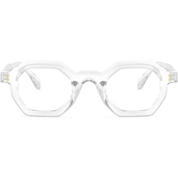 FEISEDY Retro Octagon Blue Light Glasses for Women Men Vintage Polygon Anti Glare Eyeglasses B0102Clear