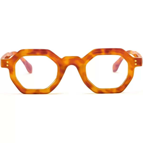 FEISEDY Retro Octagon Blue Light Glasses for Women Men Vintage Polygon Anti Glare Eyeglasses B0102Leopard
