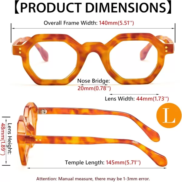 FEISEDY Retro Octagon Blue Light Glasses for Women Men Vintage Polygon Anti Glare Eyeglasses B0102Leopard
