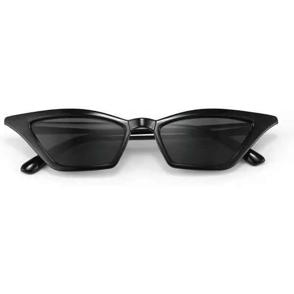 FEISEDY Small Cat Eye Sunglasses Vintage Square Shade Women Eyewear B2291Black  Grey Lens