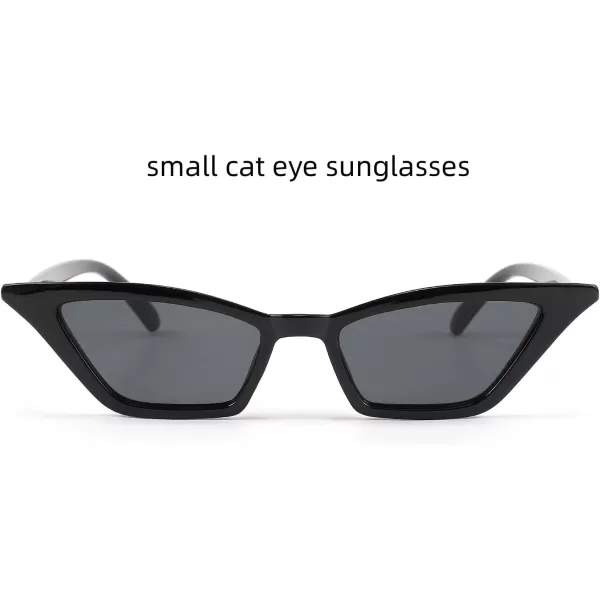 FEISEDY Small Cat Eye Sunglasses Vintage Square Shade Women Eyewear B2291Black  Grey Lens