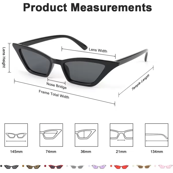 FEISEDY Small Cat Eye Sunglasses Vintage Square Shade Women Eyewear B2291Black  Grey Lens