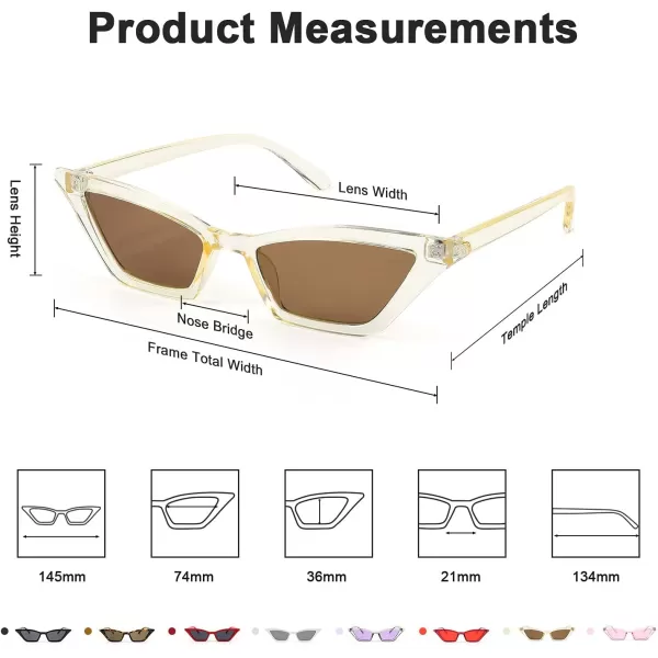 FEISEDY Small Cat Eye Sunglasses Vintage Square Shade Women Eyewear B2291Champagne  Tea Lens