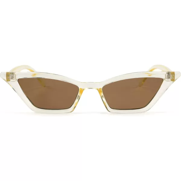 FEISEDY Small Cat Eye Sunglasses Vintage Square Shade Women Eyewear B2291Champagne  Tea Lens