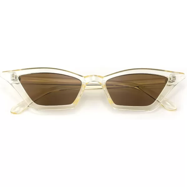 FEISEDY Small Cat Eye Sunglasses Vintage Square Shade Women Eyewear B2291Champagne  Tea Lens