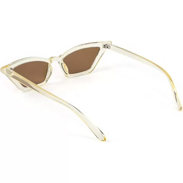 FEISEDY Small Cat Eye Sunglasses Vintage Square Shade Women Eyewear B2291Champagne  Tea Lens
