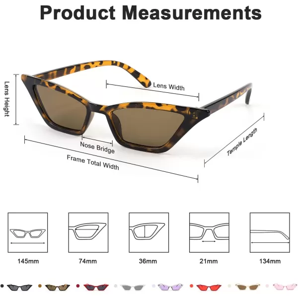 FEISEDY Small Cat Eye Sunglasses Vintage Square Shade Women Eyewear B2291Leopard  Tea Lens