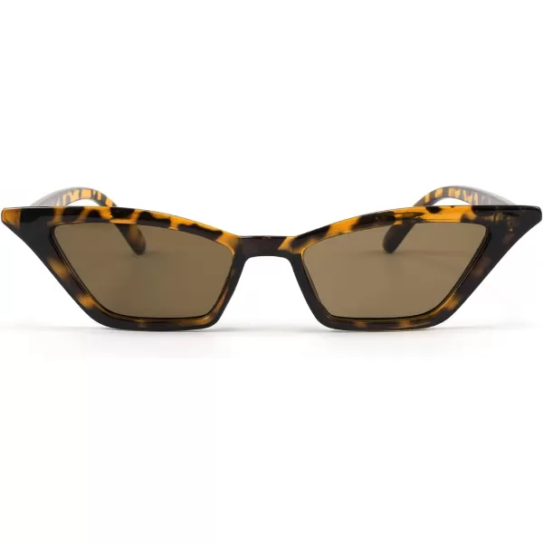 FEISEDY Small Cat Eye Sunglasses Vintage Square Shade Women Eyewear B2291Leopard  Tea Lens