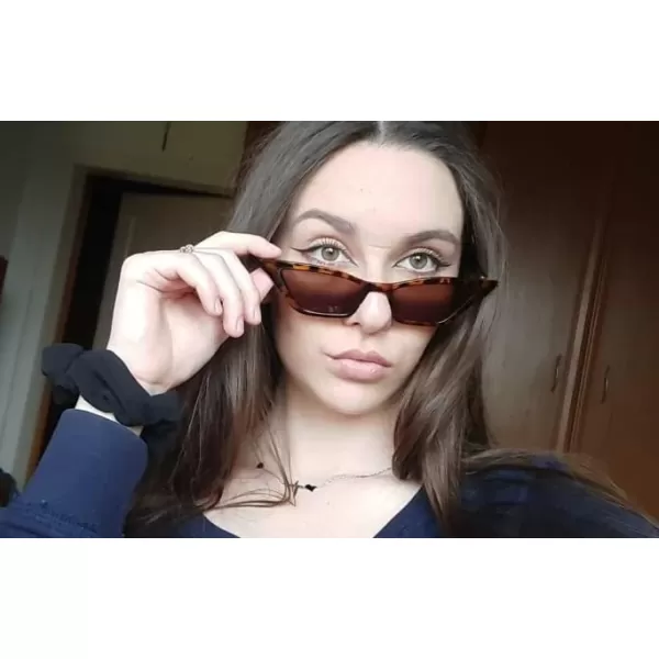 FEISEDY Small Cat Eye Sunglasses Vintage Square Shade Women Eyewear B2291Leopard  Tea Lens