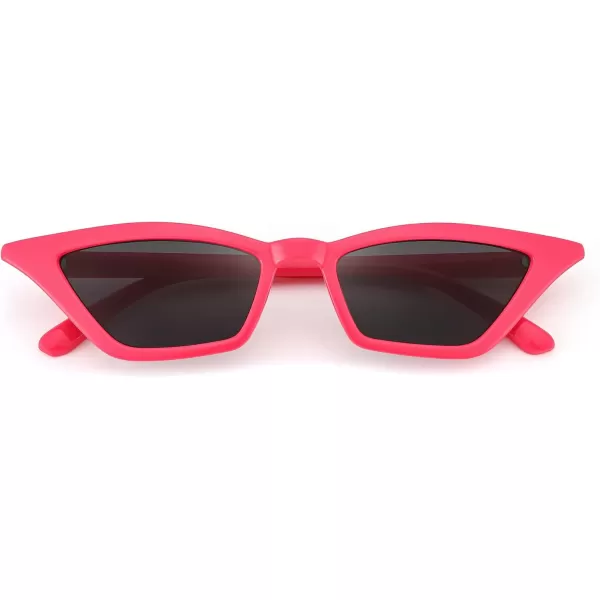 FEISEDY Small Cat Eye Sunglasses Vintage Square Shade Women Eyewear B2291Rose Red  Grey Lens