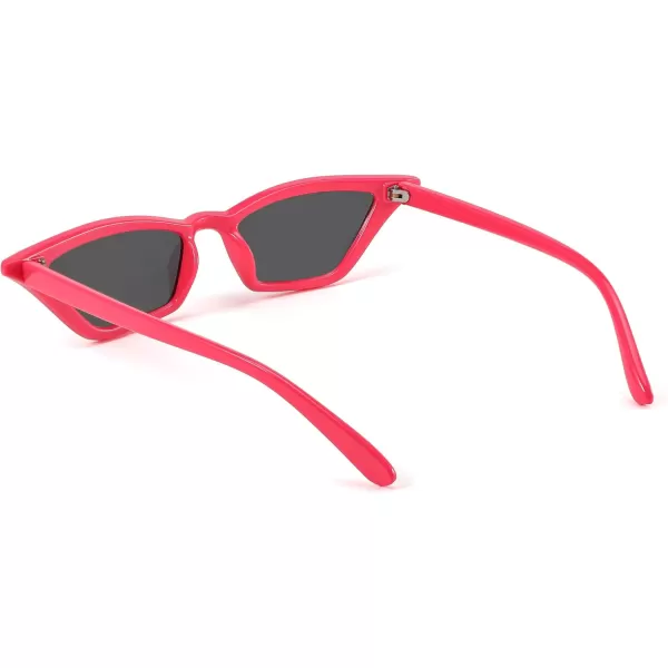 FEISEDY Small Cat Eye Sunglasses Vintage Square Shade Women Eyewear B2291Rose Red  Grey Lens