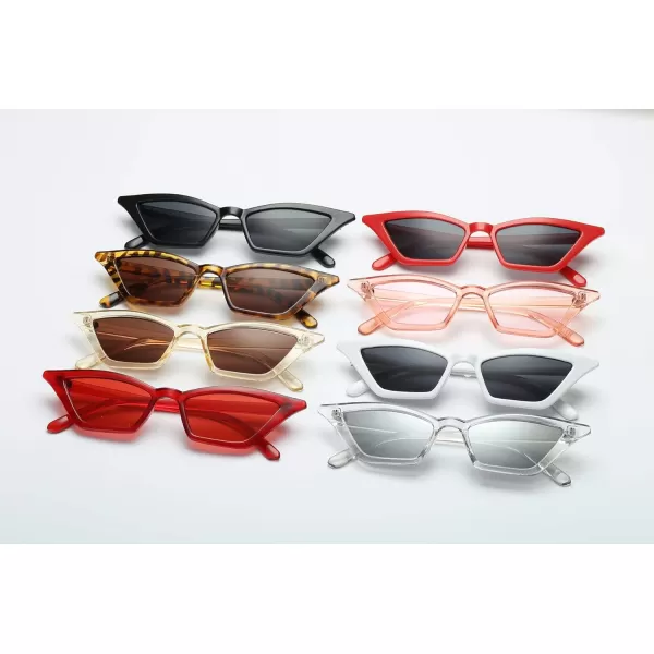 FEISEDY Small Cat Eye Sunglasses Vintage Square Shade Women Eyewear B2291Transparent Pink  Pink Lens