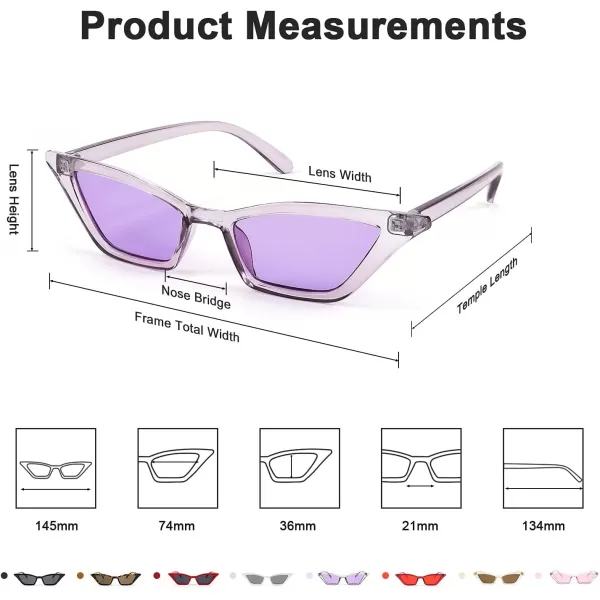 FEISEDY Small Cat Eye Sunglasses Vintage Square Shade Women Eyewear B2291Transparent Purple  Purple Lens
